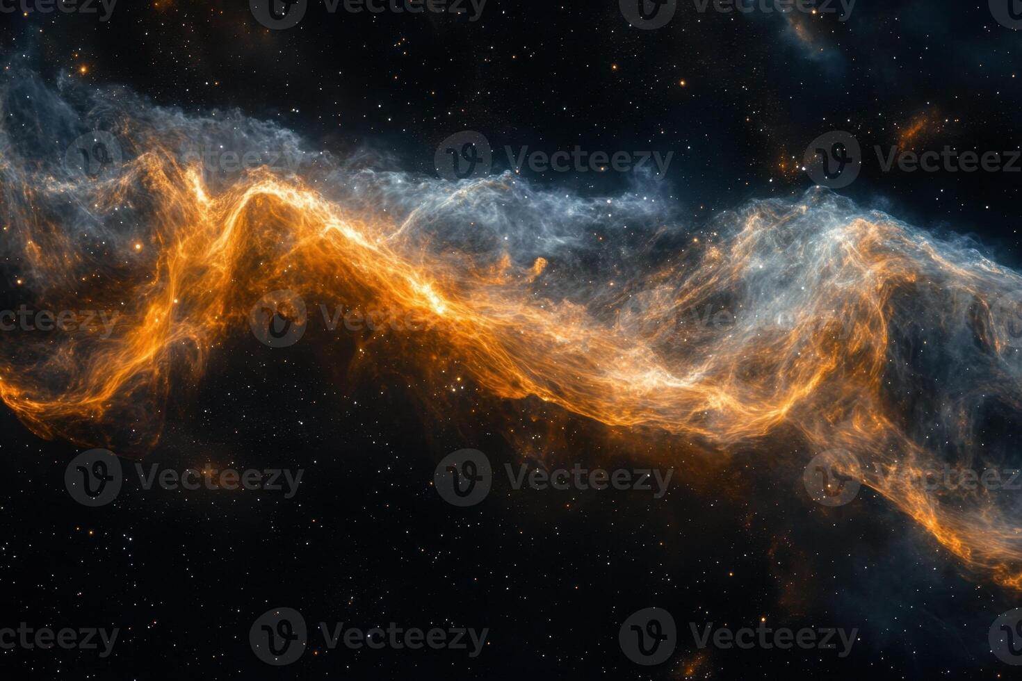 Cosmic nebula with swirling clouds of gas and dust, illuminated by stars. photo