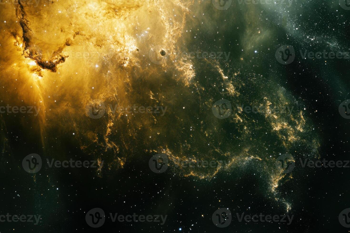 Cosmic nebula with swirling clouds of gas and dust in a deep space. photo