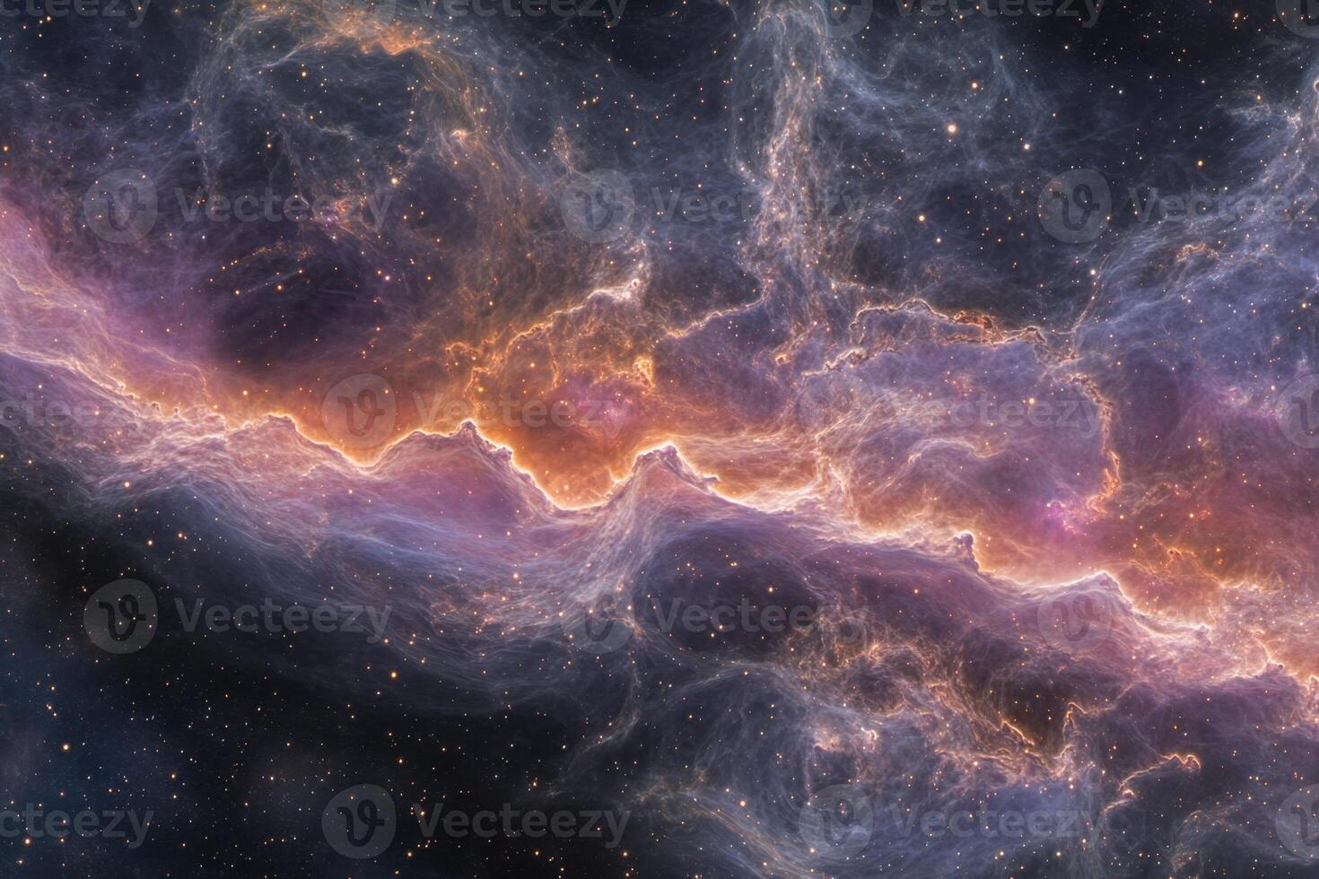 Cosmic nebula with swirling gas and dust. photo