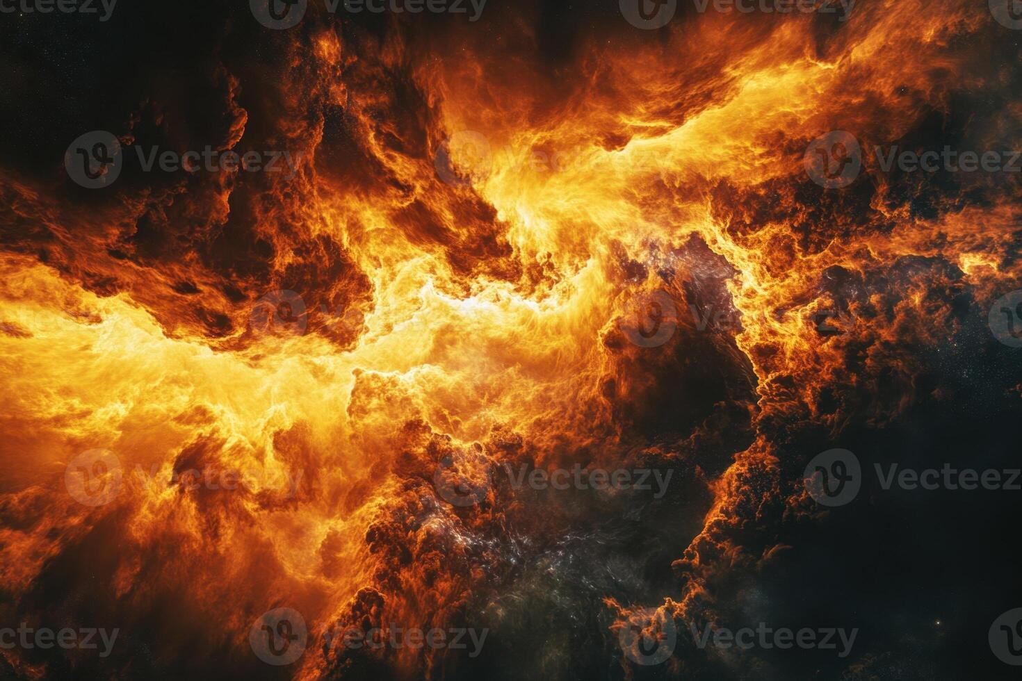 Fiery abstract clouds with swirling and glowing patterns. photo