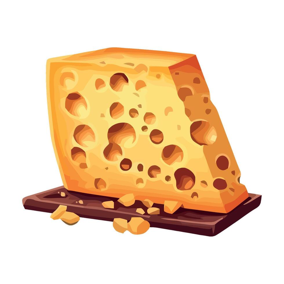 Fresh organic slice of gourmet cheese on wood icon isolated vector