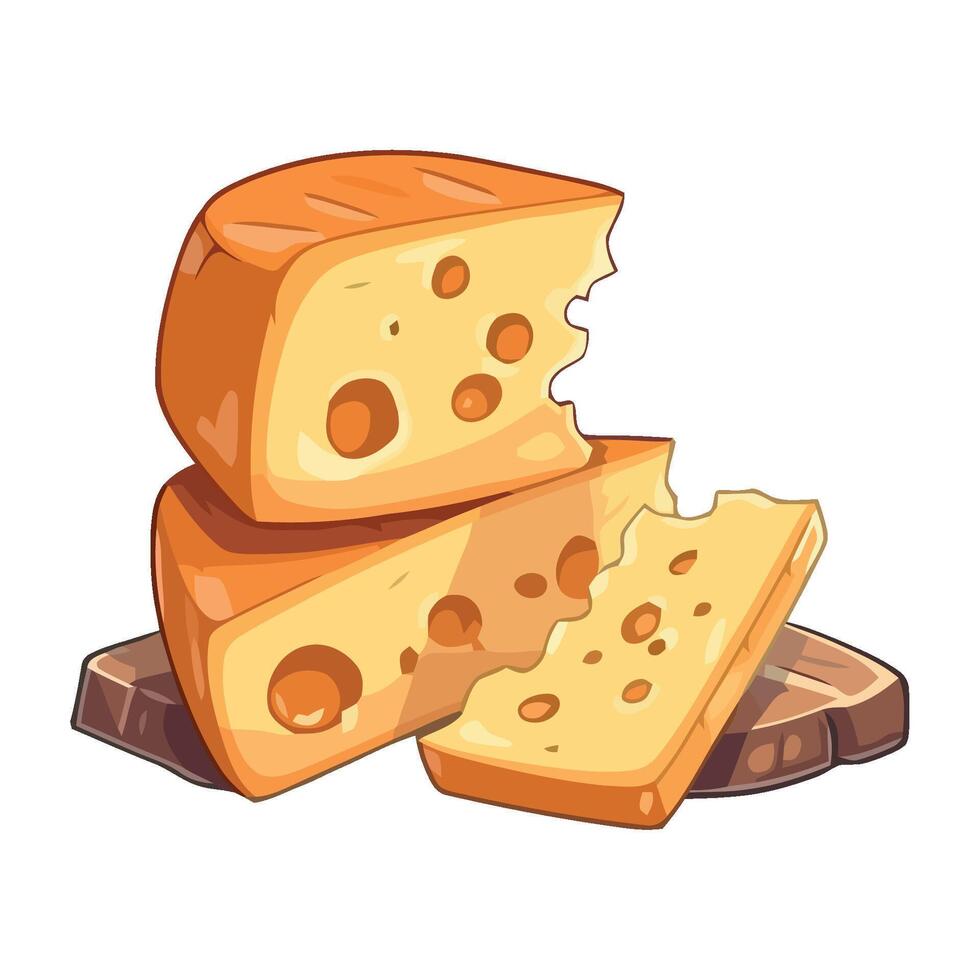 Fresh gourmet snack sliced cheddar on bread icon isolated vector