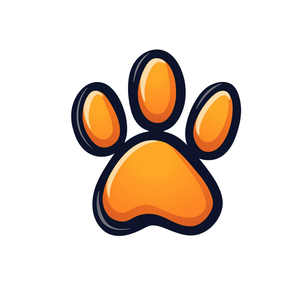 Orange Paw Print Icon Pet Animal Track Cute Design Cartoon Style png