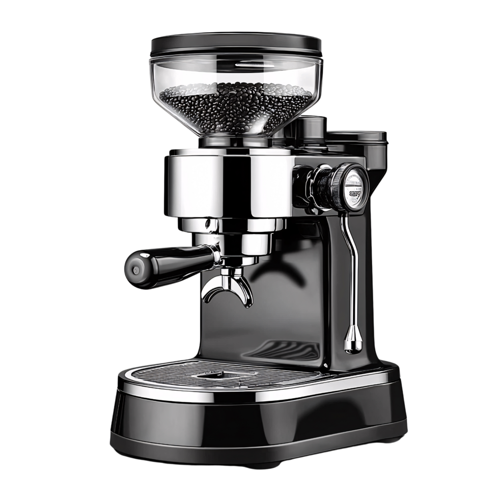 Espresso Machine Coffee Grinder Home Barista Black Chrome Coffee Beans Kitchen Appliance Premium png