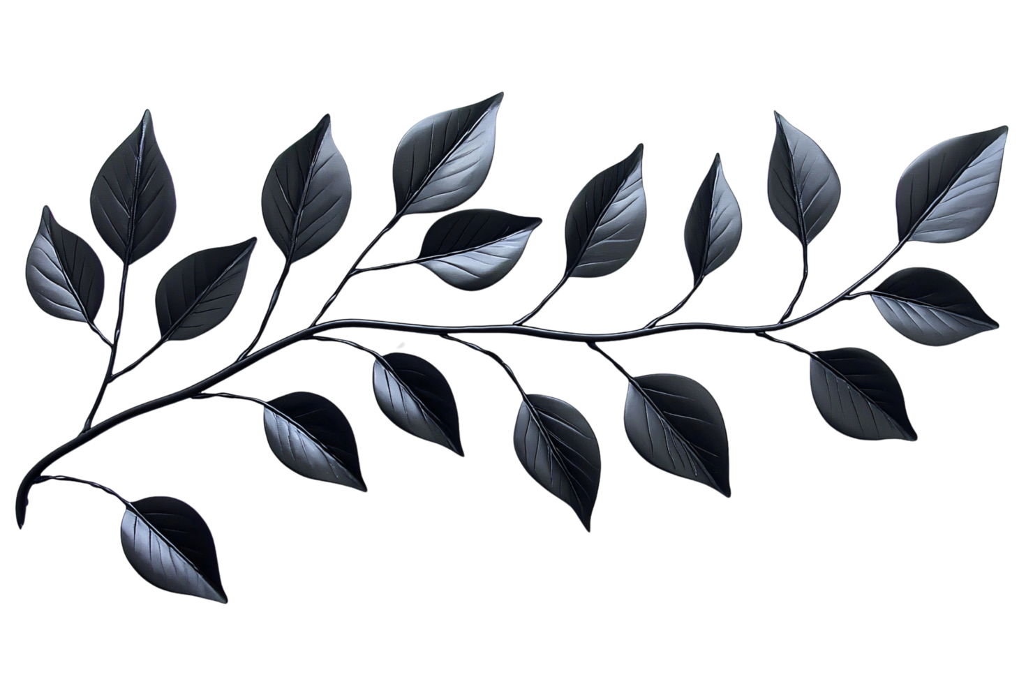 Elegant Black Branch with Leaves Dark Nature Decor Gothic Minimalist Design png