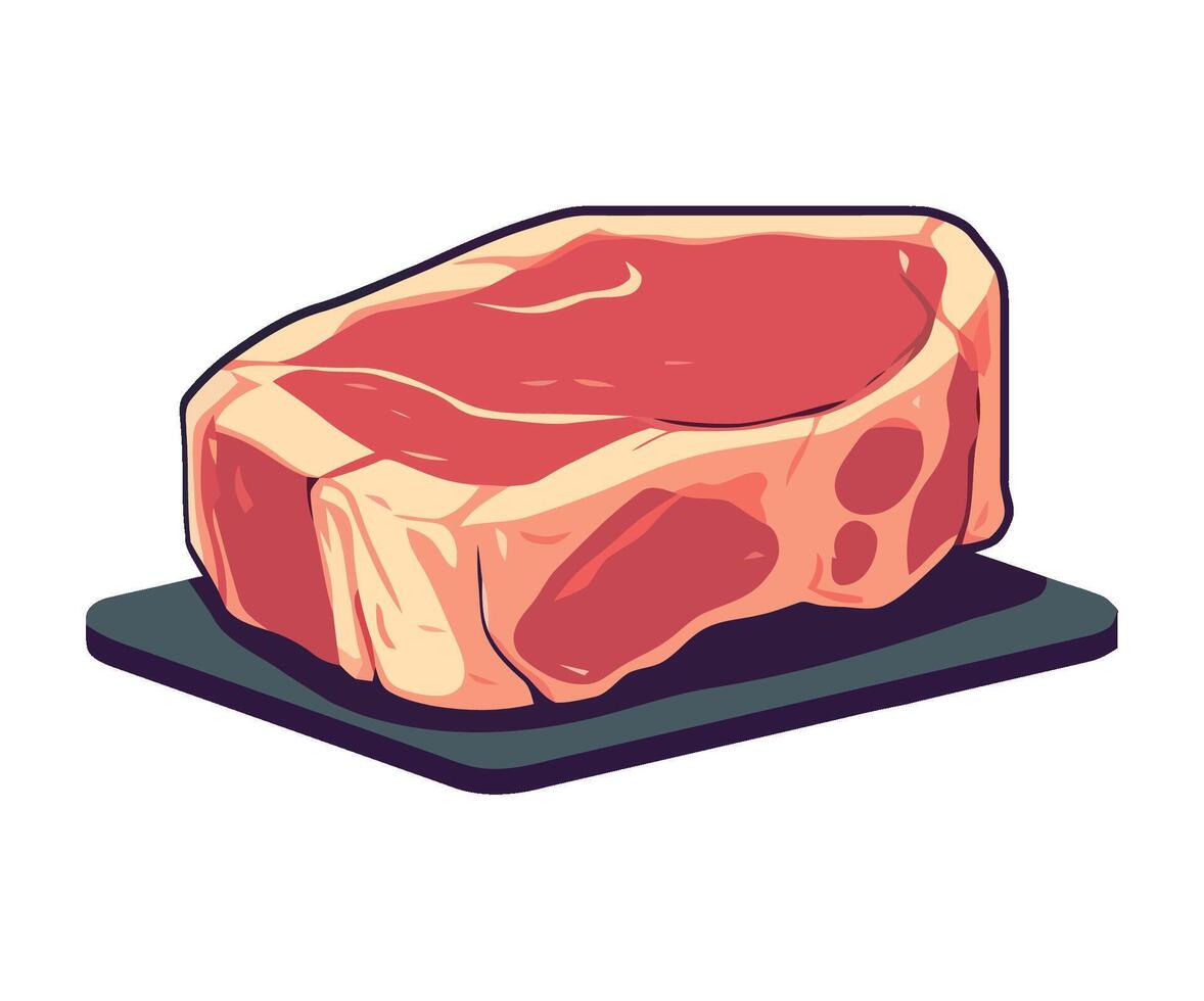 Fresh pork steak meal, gourmet cooking icon icon isolated vector