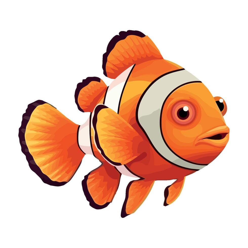 Cute clown fish swimming in tropical reef icon isolated vector