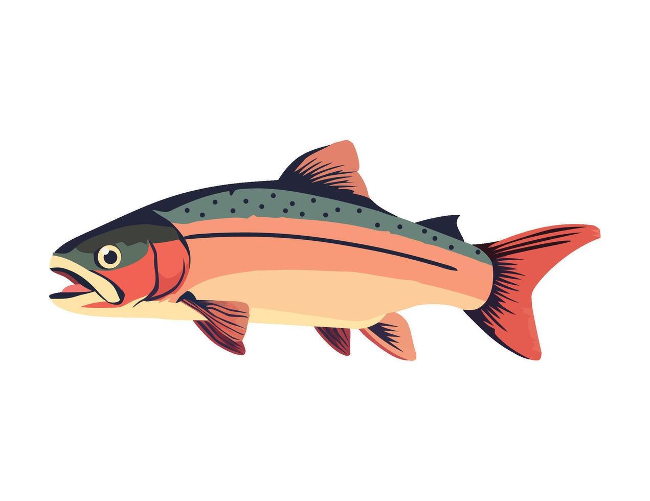 Cute fish swimming in freshwater pond sketch icon isolated vector