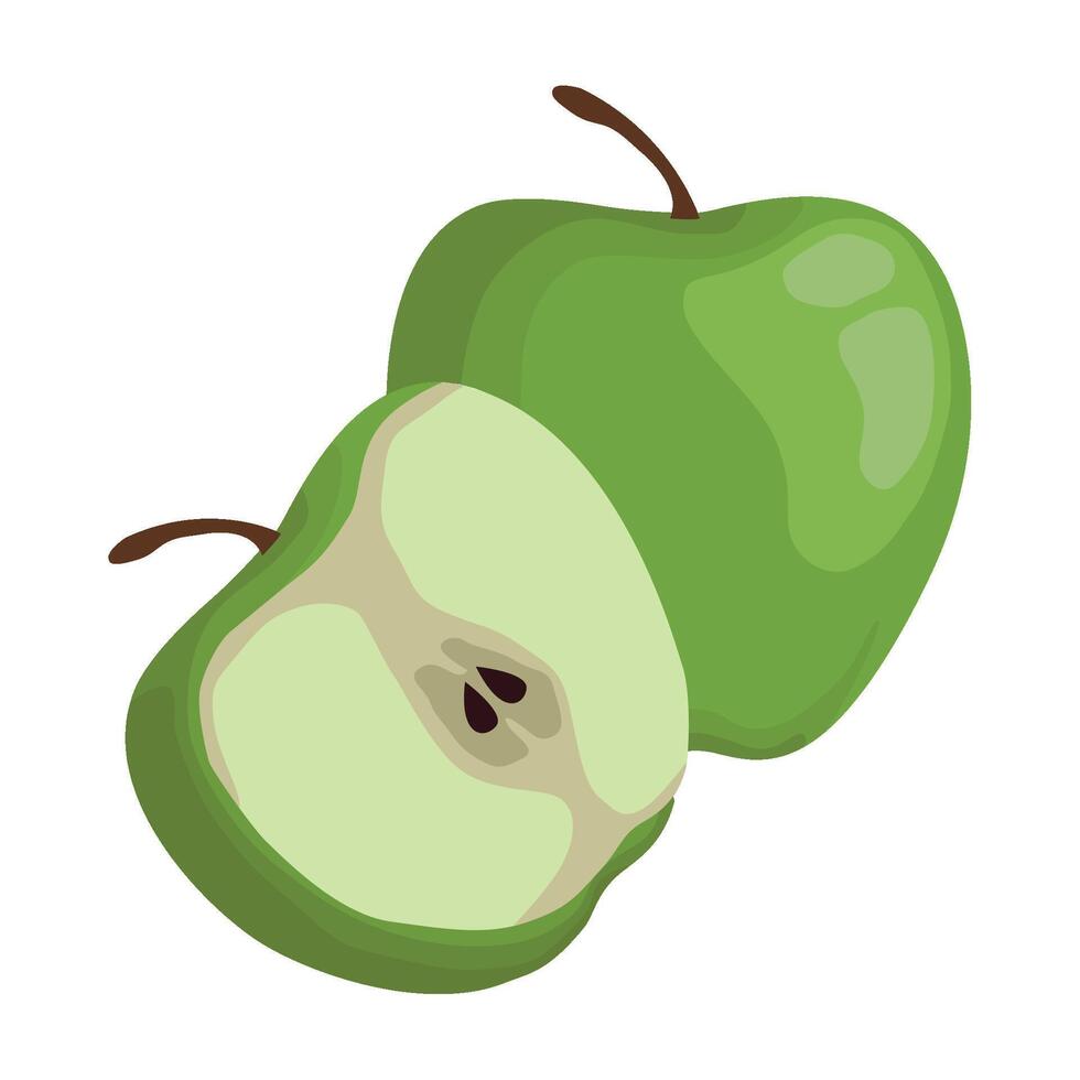green apple fresh fruit, icon isolated design vector