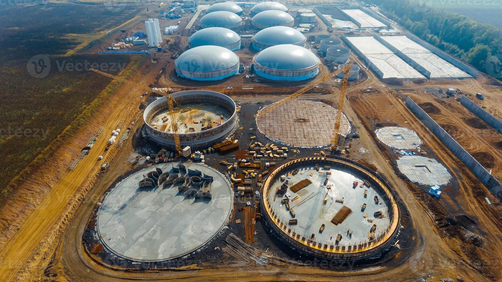 Industrial construction containers. Big storage aerial view of factory. photo
