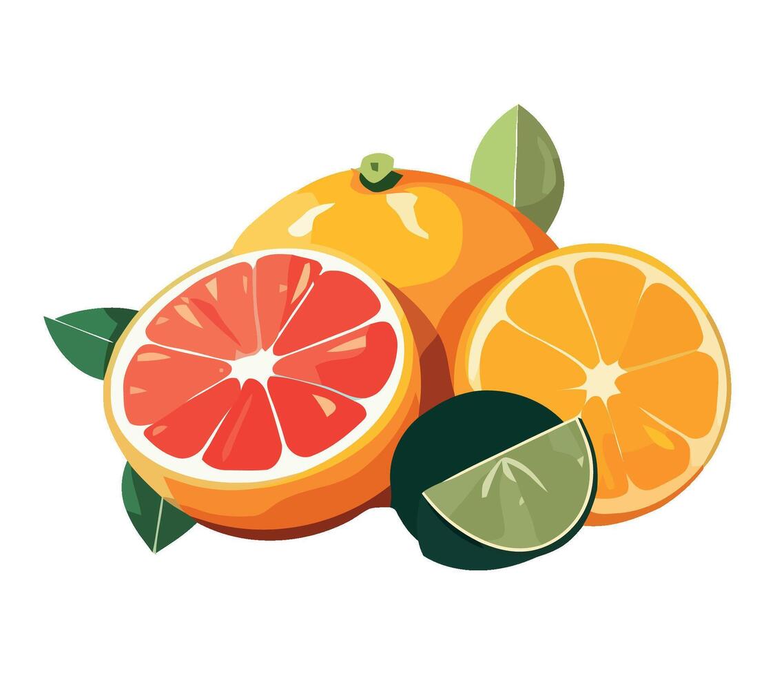 Juicy citrus fruits symbolize healthy eating image vector