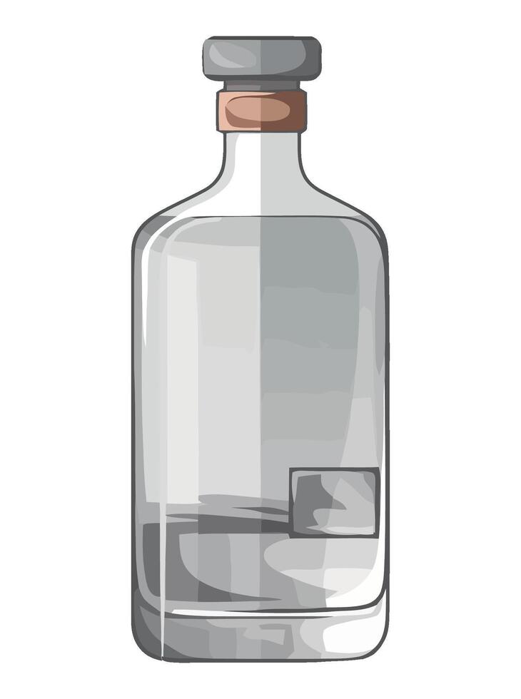 Transparent glass bottle holds fresh whiskey drink vector