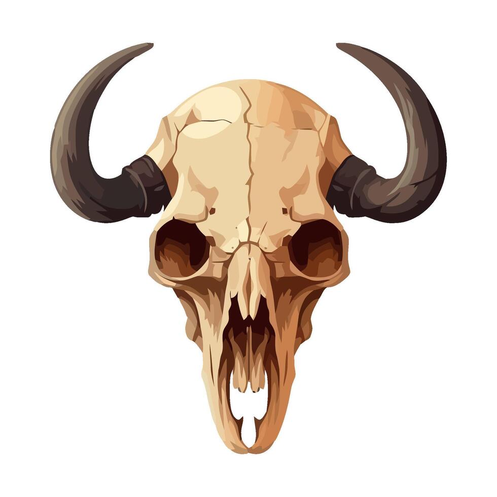 Horned bull skull, symbol of death design icon isolated vector