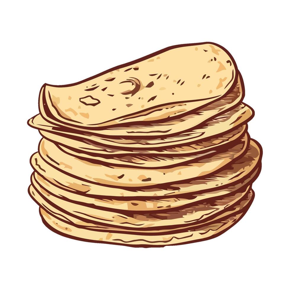 Stack of homemade pita bread icon isolated vector