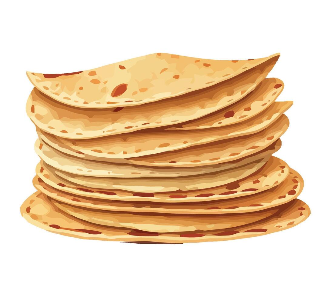 Stack of pita bread icon isolated vector