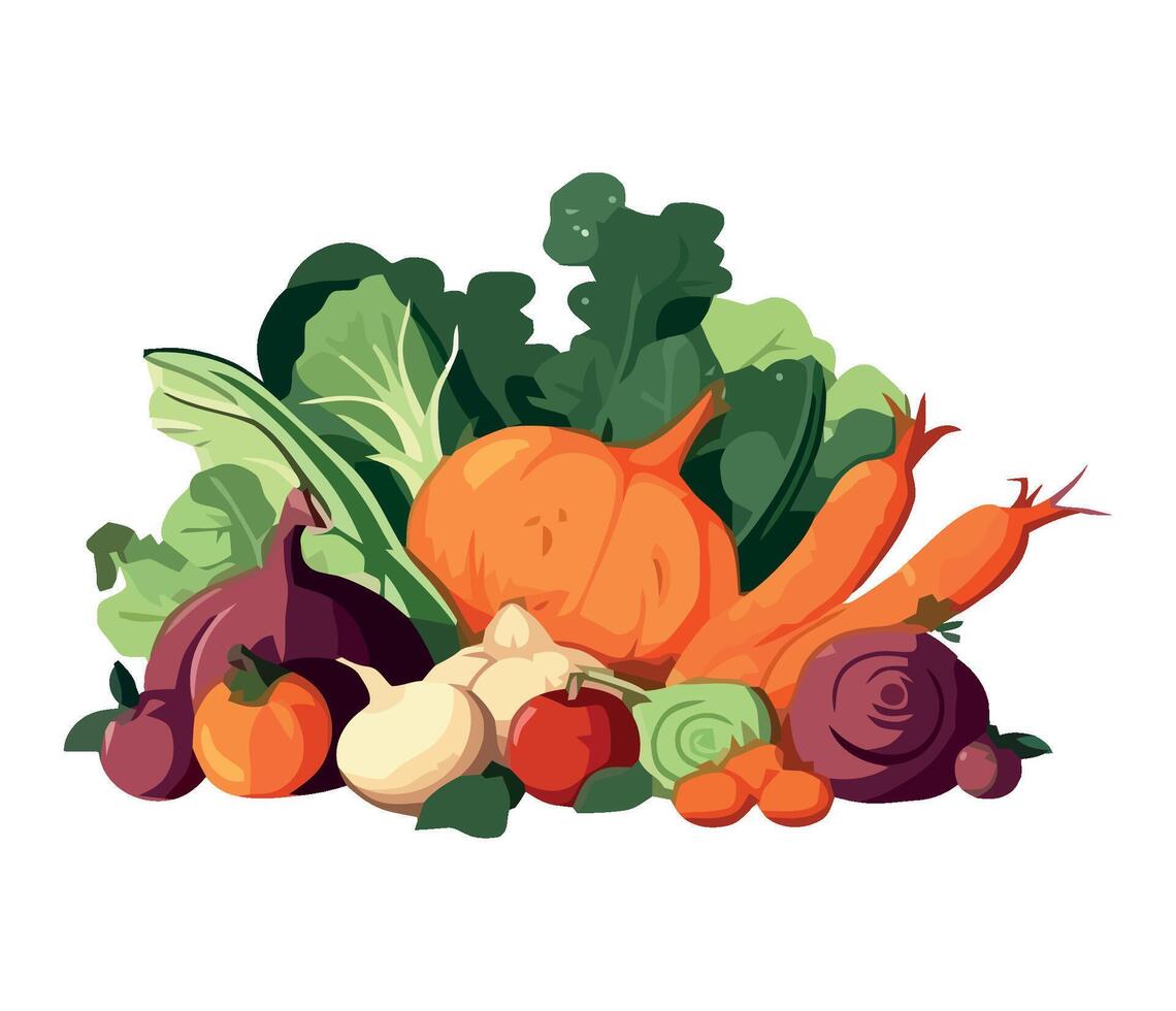 Fresh vegetables harvested for healthy eating image vector