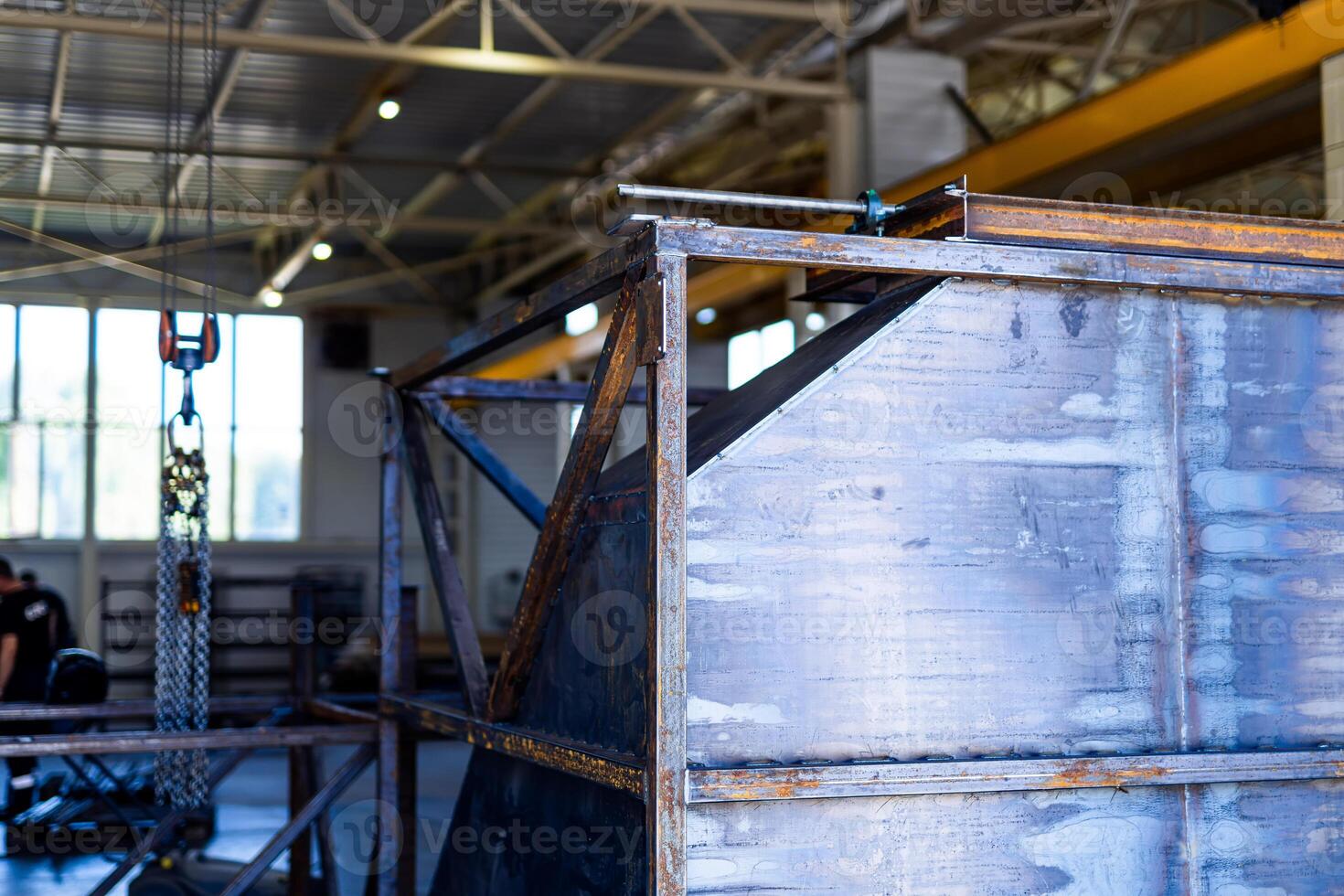 Metal factory construction. Heavy metalwork technologies. photo