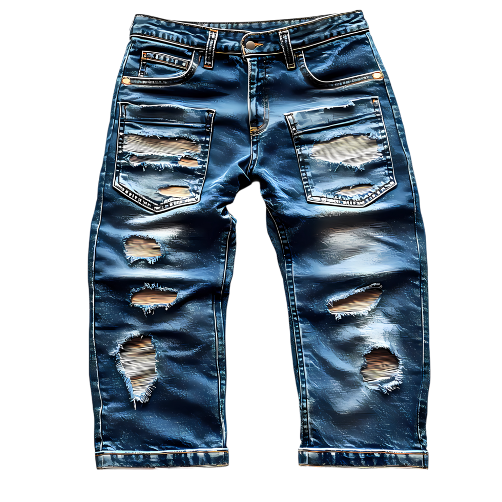 a pair of ripped jeans on a transparent background png