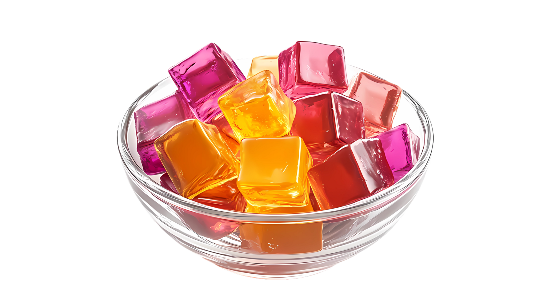 a glass bowl filled with colorful jellies png