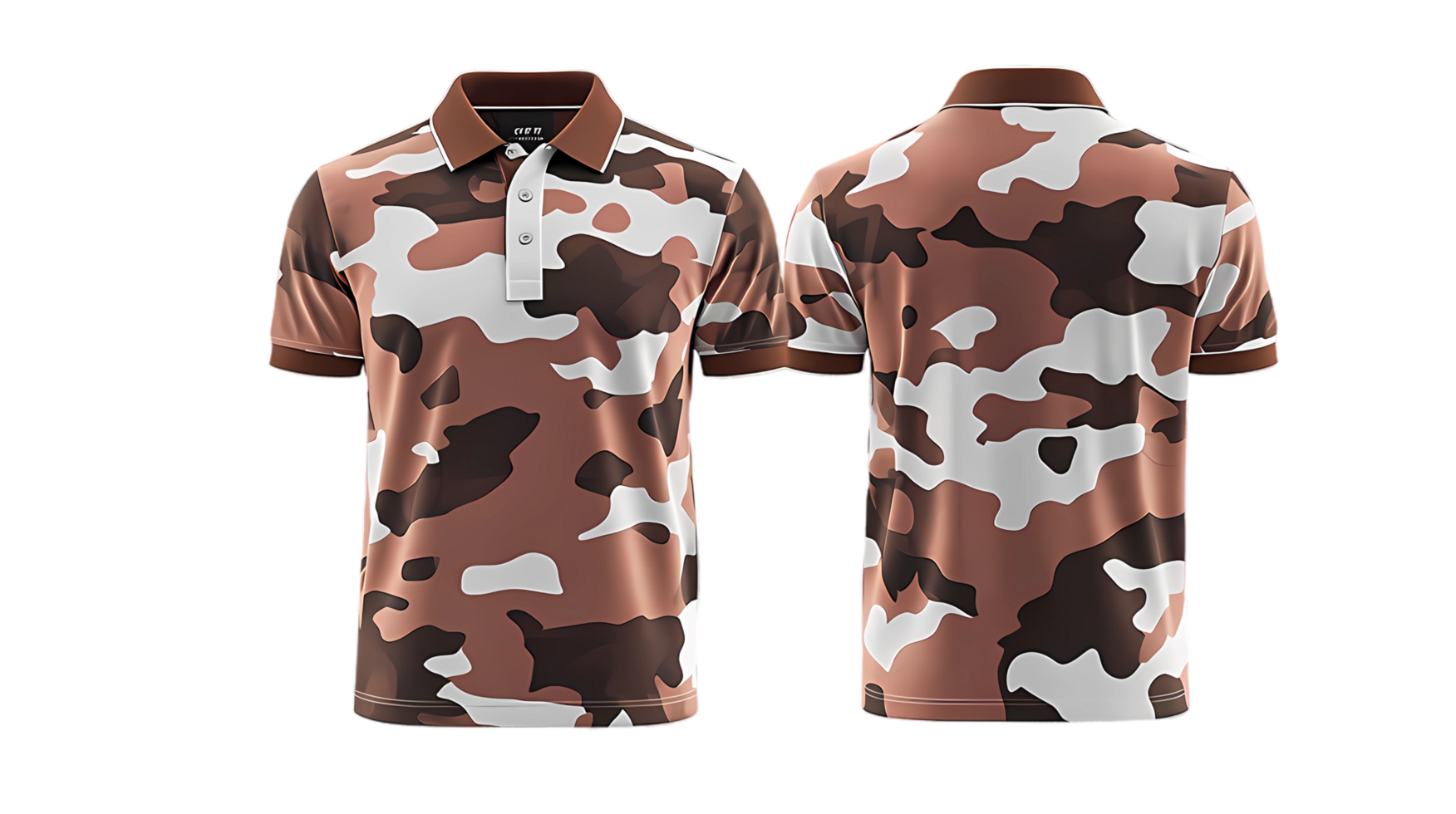 a brown and white camouflage polo shirt png