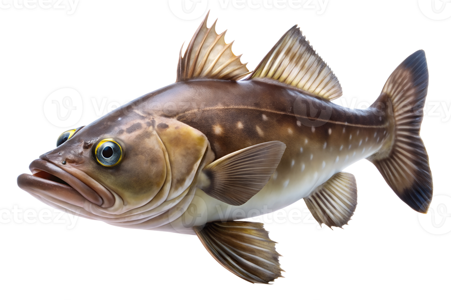 Sablefish swimming, isolated on a transparent background png