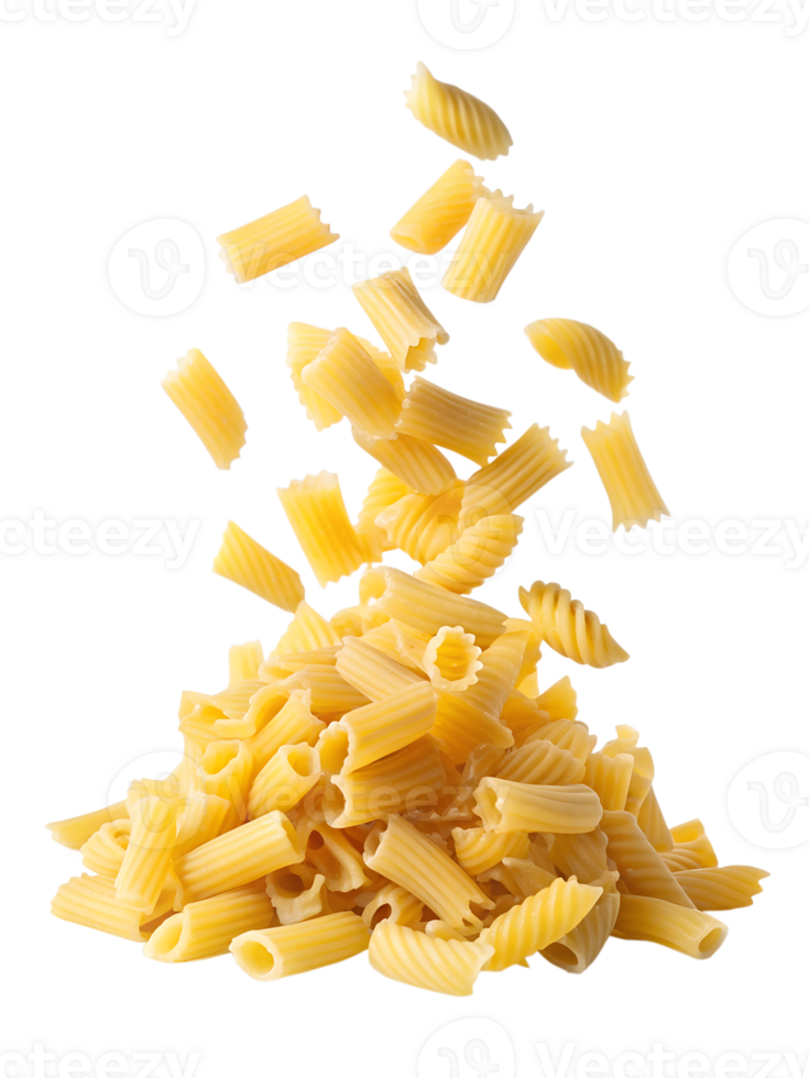 Pasta pieces Floating in mid-air isolated on transparent background png