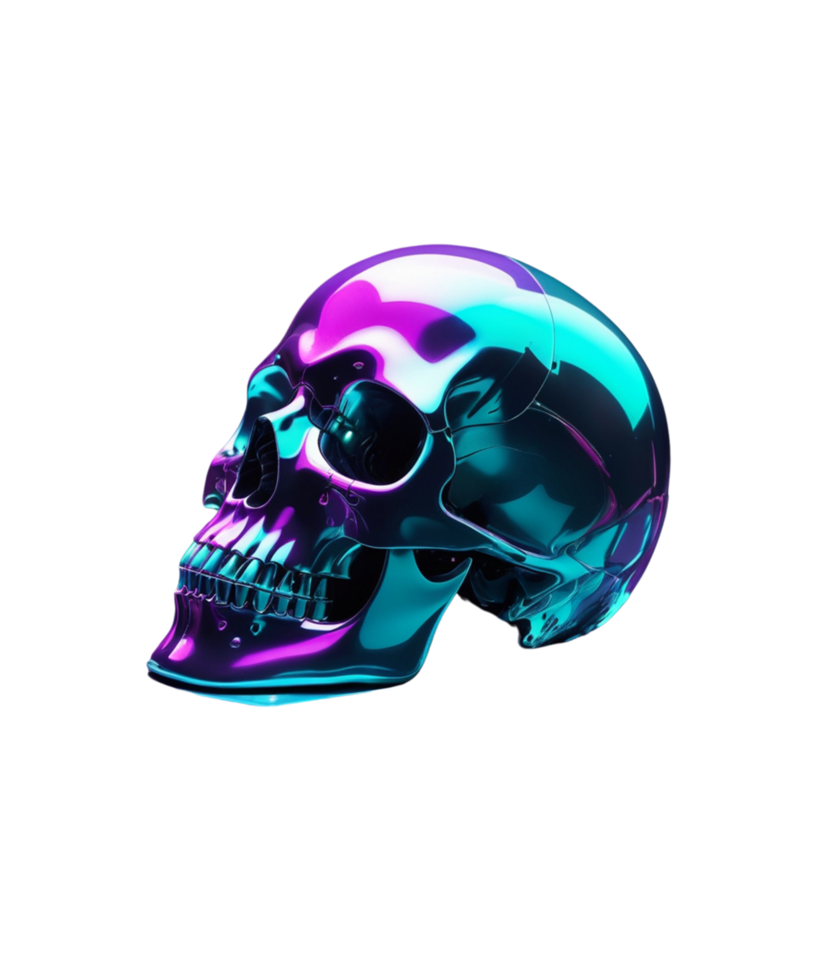 hyper-realistic 3D skull floating in darkness png