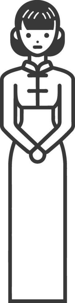 A woman in a dress standing with her hands folded vector