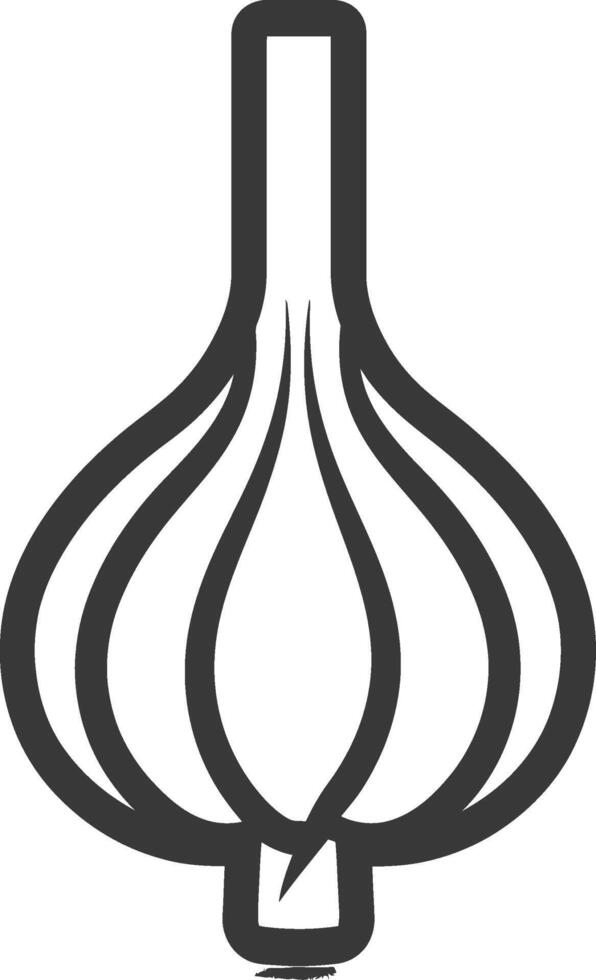 A black and white illustration of a garlic bulb vector