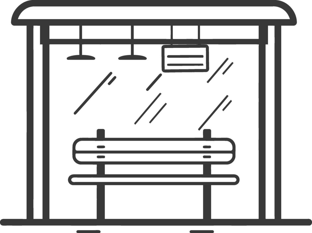 Bus stop with bench and sign illustration vector
