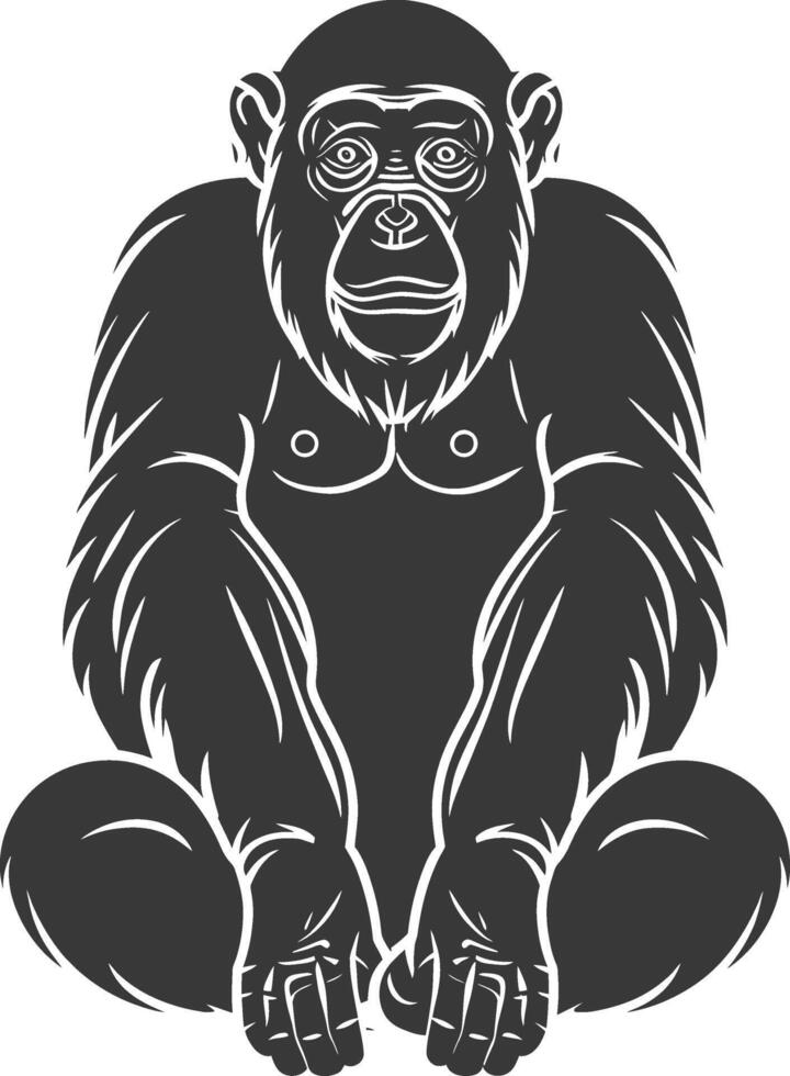 A black and white illustration of a gorilla vector