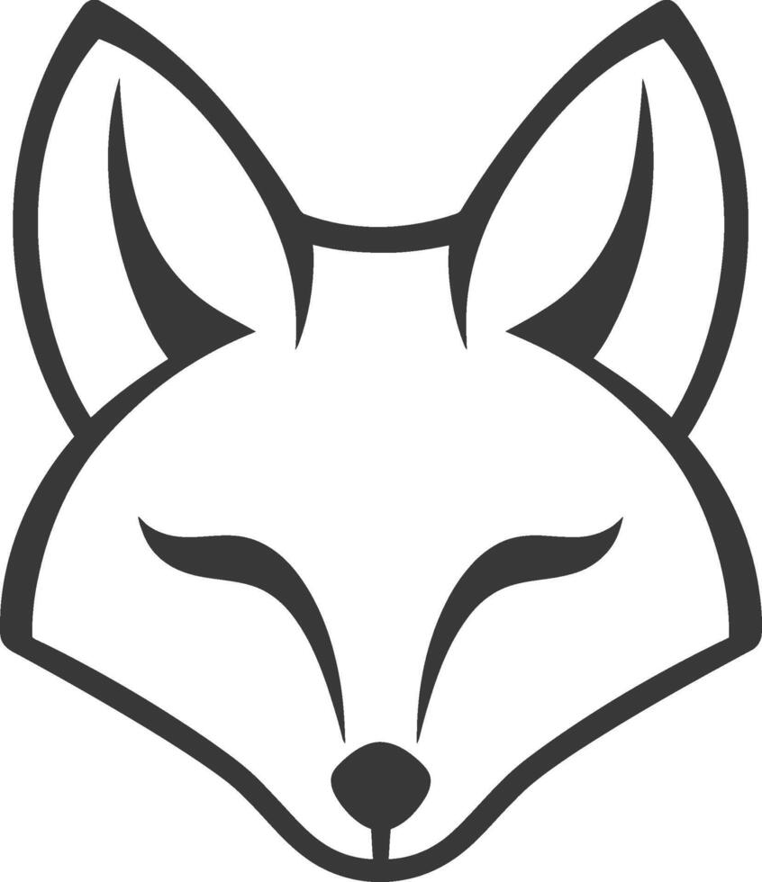 A black and white fox head icon vector