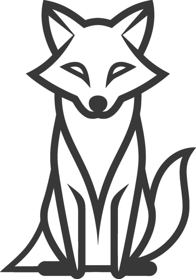 A black and white drawing of a fox vector