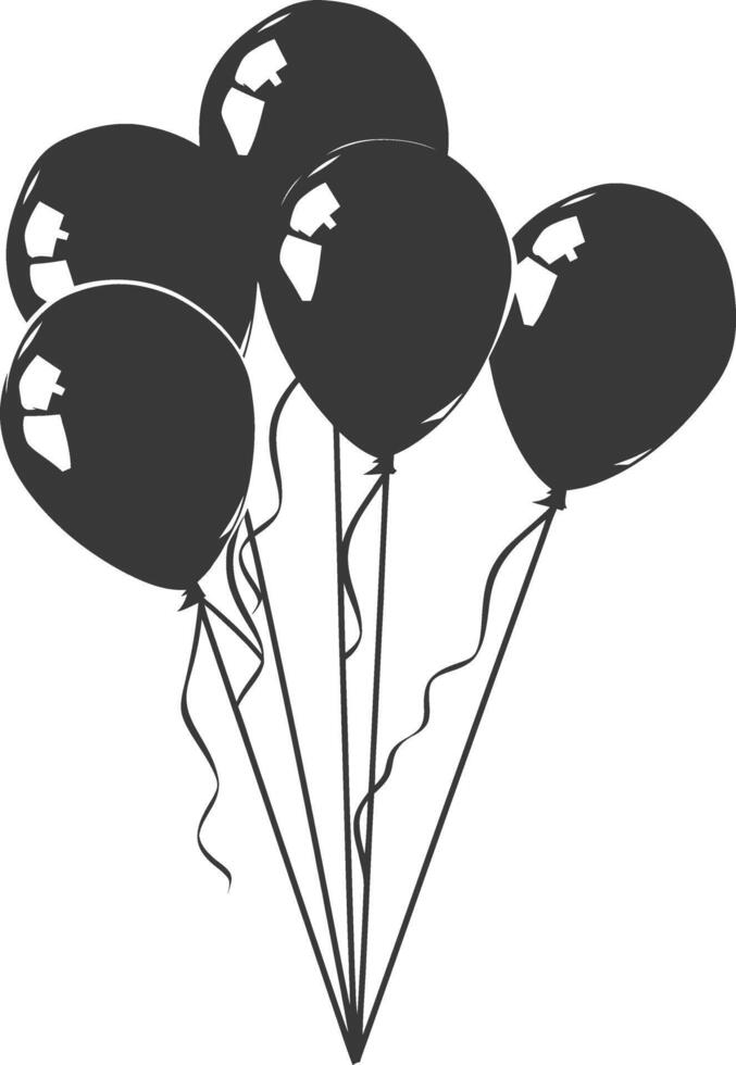 Five Black Balloons with Strings Tied Together vector