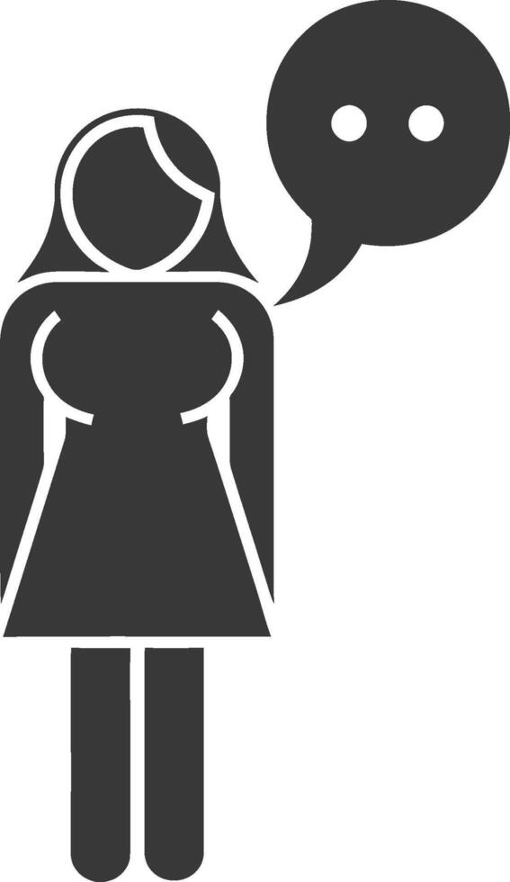 A woman with a speech bubble above her head vector