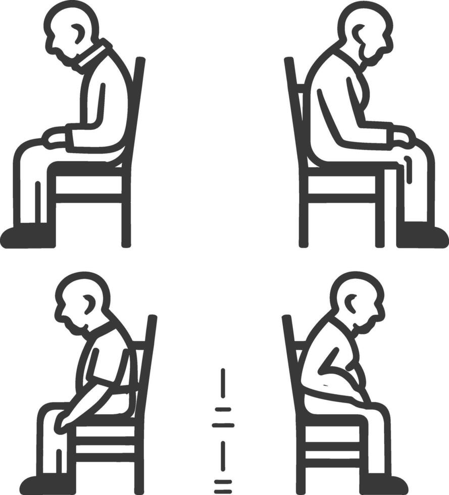 Four different positions of a man sitting on a chair vector