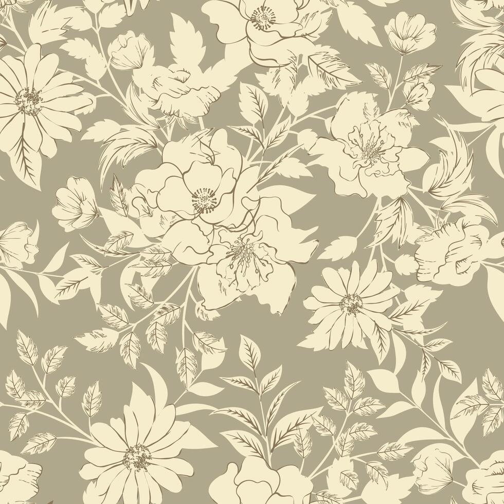 seamless retro color flower pattern vector