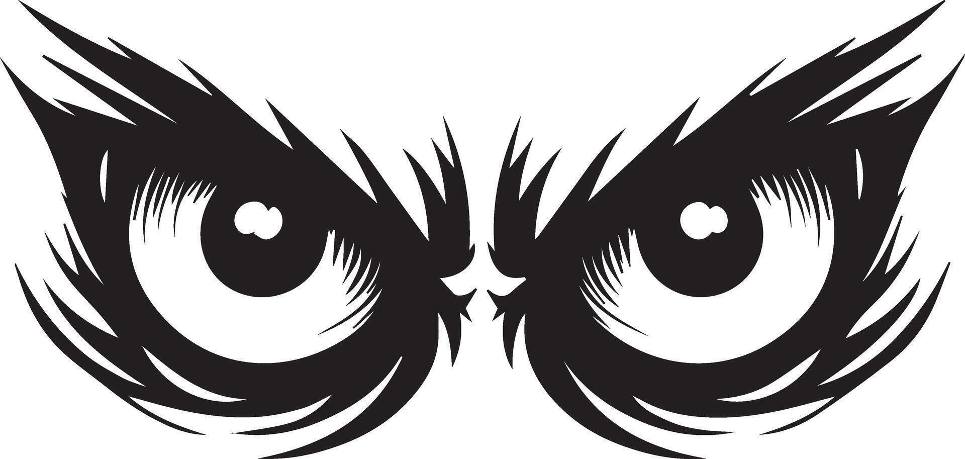Angry Sharp Eyes Designed Silhouette vector