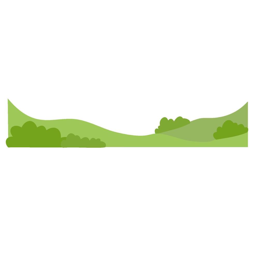 Green hill field view landscape vector