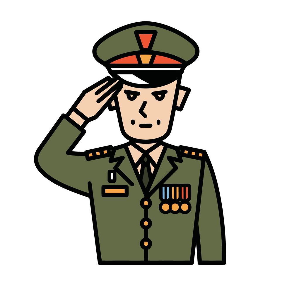 Military Officer Saluting in Uniform Illustration vector