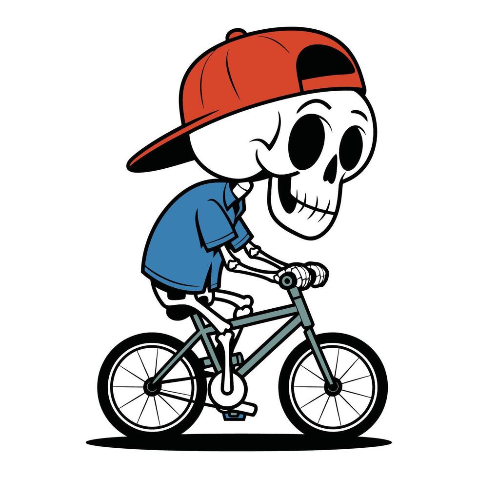 Cool Skeleton Riding Bicycle Illustration vector