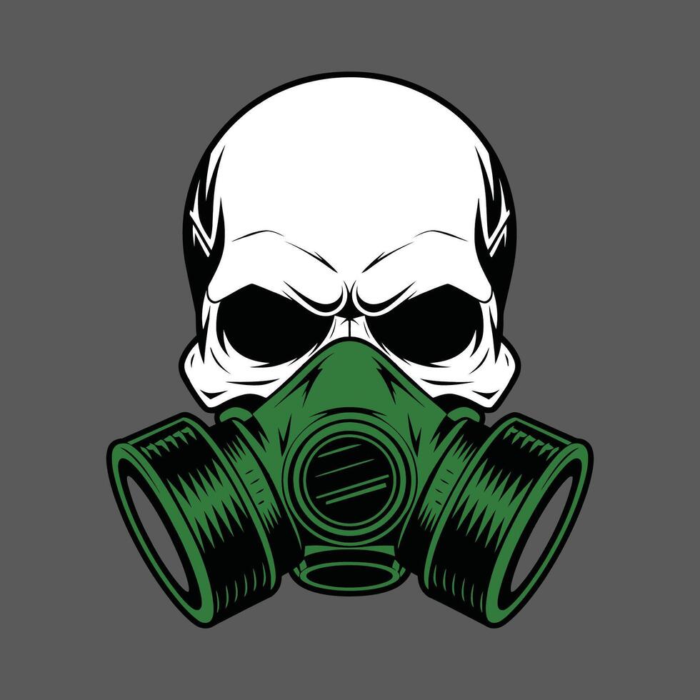 Skull Wearing Gas Mask Illustration vector