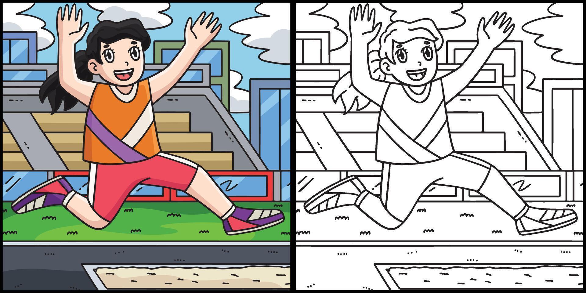 Track and Field Female Long jumping Illustration vector