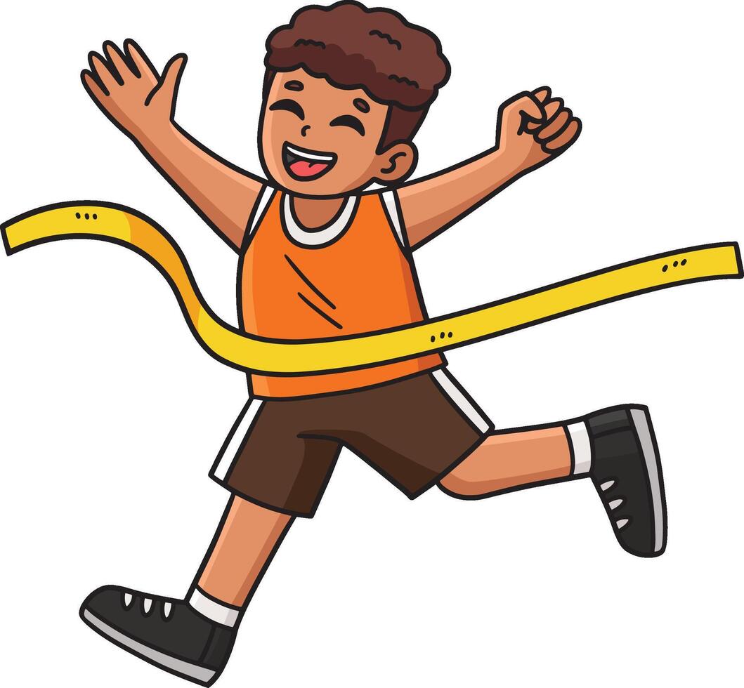 Track and Field Athlete Winning a Marathon Clipart vector