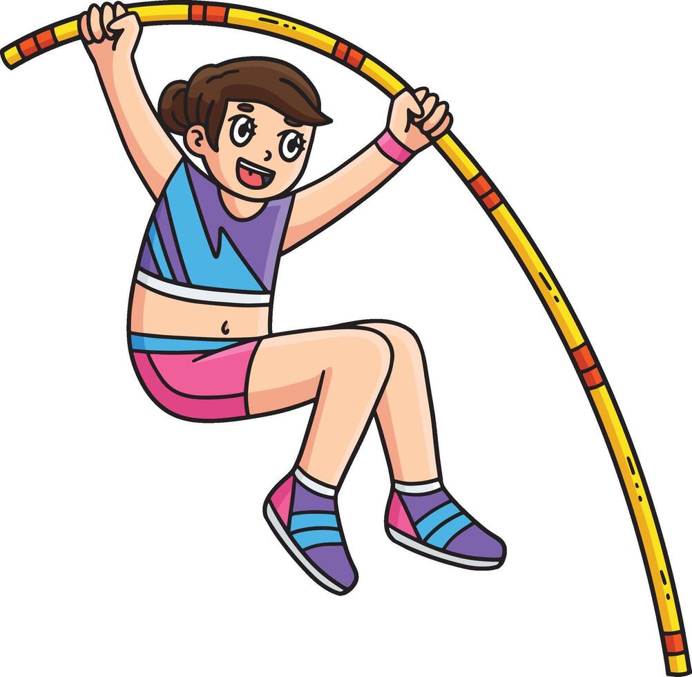 Track and Field Female Pole Vaulting Clipart vector