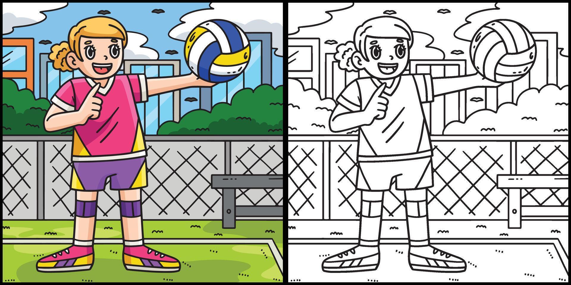Volleyball Female Player Holding Ball Illustration vector