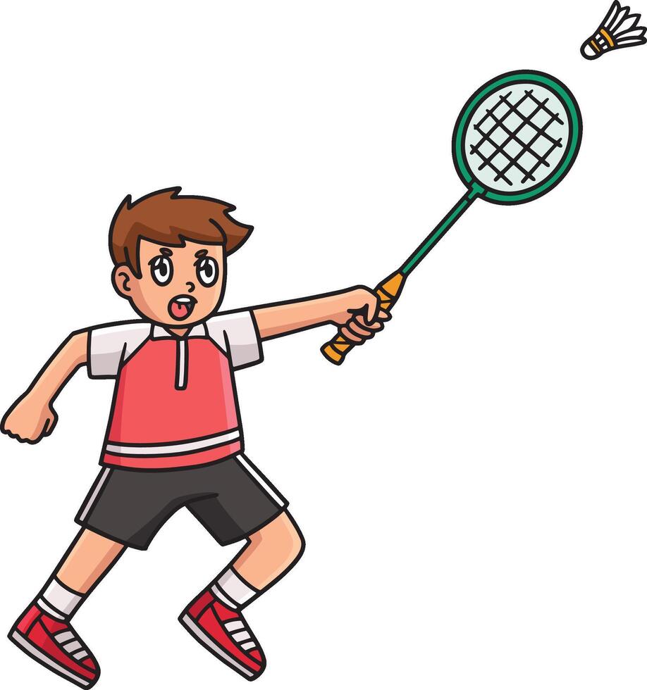 Badminton Player Hitting Shuttlecock Clipart vector