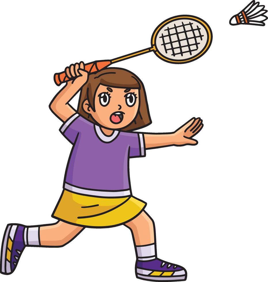 Badminton Player Hitting Shuttlecock Clipart vector