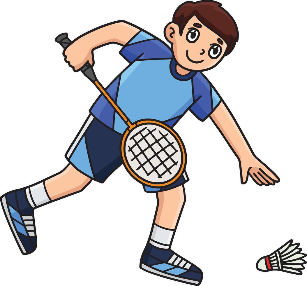 Badminton Player Picking Up a Shuttlecock Clipart vector