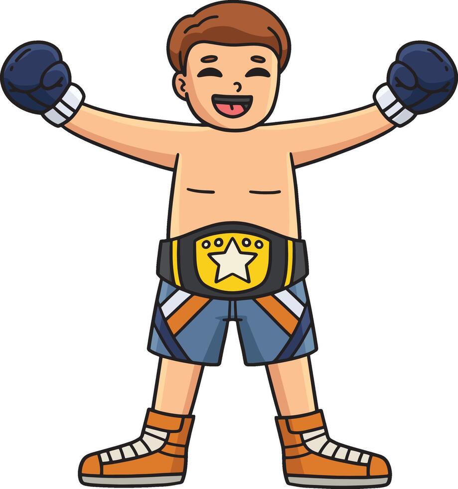 Boxing Boxer with a Champion Belt Cartoon Clipart vector